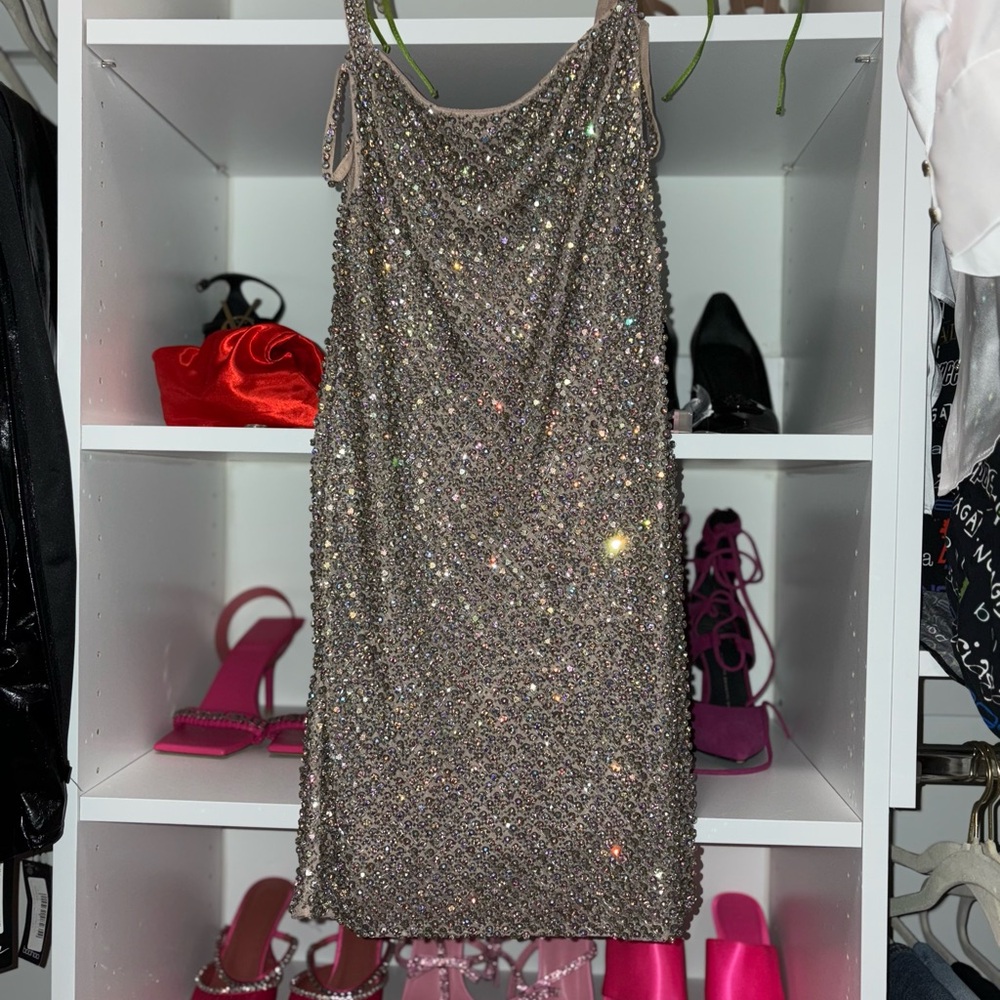 Elegant Glittering Evening Dress hand beaded never worn new without tags